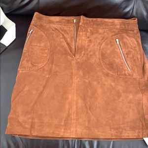 Madison Brown Mini Skirt with Zipper Pockets